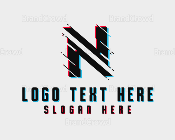 Digital Glitch Letter N Logo