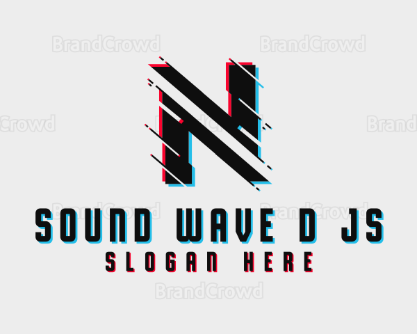 Digital Glitch Letter N Logo