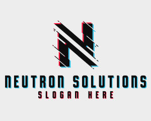 Digital Glitch Letter N logo design