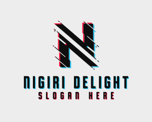 Digital Glitch Letter N logo design