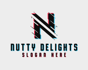 Digital Glitch Letter N logo design