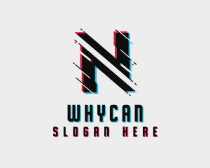 Digital Tech - Digital Glitch Letter N logo design