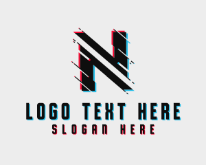 Digital Glitch Letter N Logo