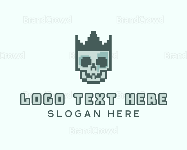 Cyber Skull Pixel Logo