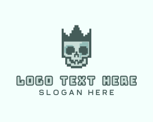 Cyber Skull Pixel logo design