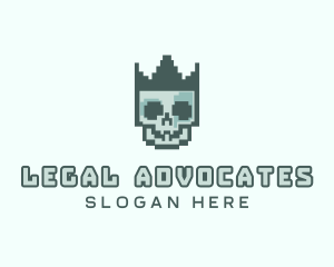 Cyber Skull Pixel Logo