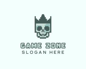 Cyber Skull Pixel logo design