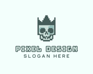 Cyber Skull Pixel logo design