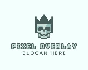 Cyber Skull Pixel logo design