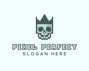 Cyber Skull Pixel logo design