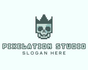 Cyber Skull Pixel logo design