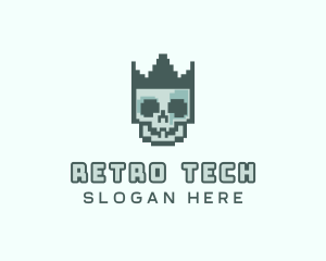 Cyber Skull Pixel logo design