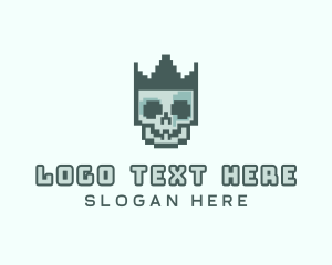 Retro - Cyber Skull Pixel logo design