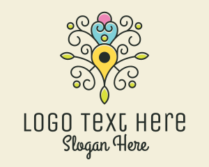 Floral - Location Pin Tree logo design
