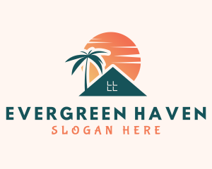 Trees - Beach House Sunset logo design