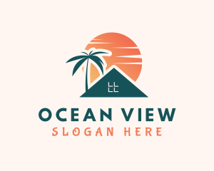 Beach House Sunset logo design