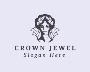 Headpiece - Woman Goddess Laurel Wreath logo design