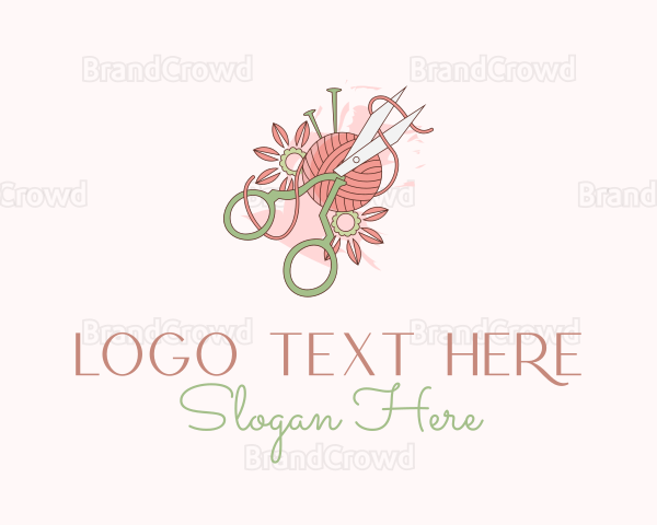 Scissors Yarn Flower Logo