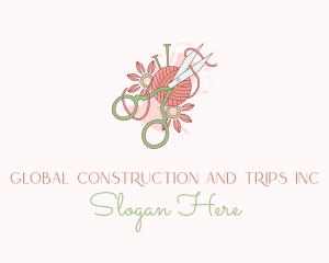 Floral - Scissors Yarn Flower logo design