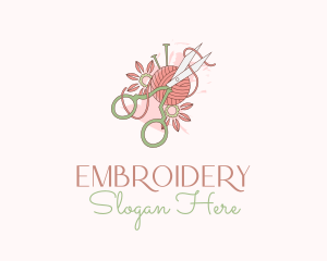 Scissors Yarn Flower  logo design