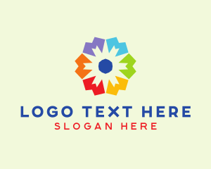 Modern - Geometric Multicolor Flower logo design
