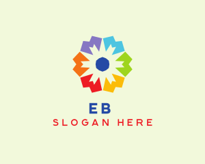 Geometric Multicolor Flower  Logo