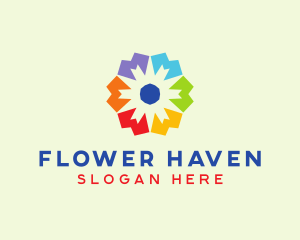 Geometric Multicolor Flower  logo design