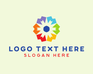 Geometric Multicolor Flower  Logo