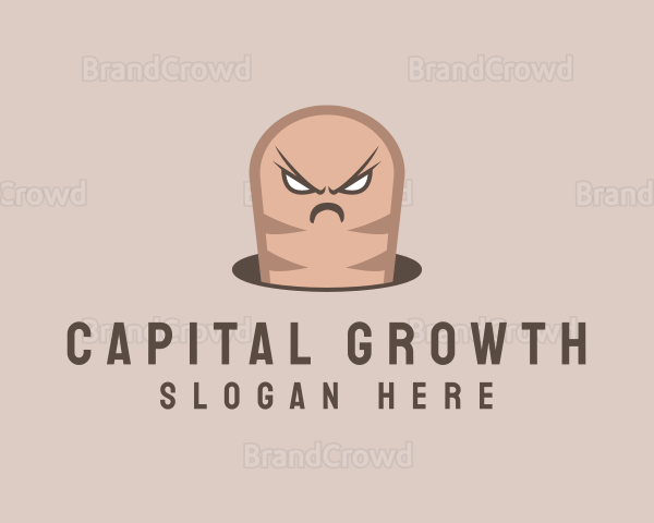 Angry Earthworm Cartoon Logo