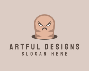 Angry Earthworm Cartoon logo design