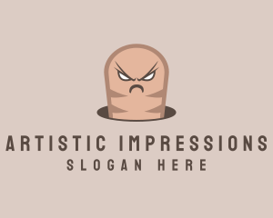 Angry Earthworm Cartoon logo design