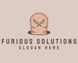 Angry - Angry Earthworm Cartoon logo design