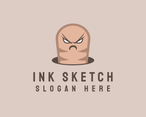 Angry Earthworm Cartoon logo design