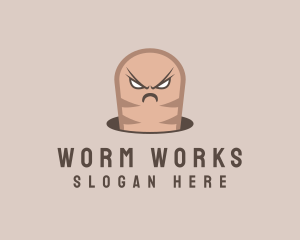 Worm - Angry Earthworm Cartoon logo design