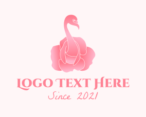 Bird Sanctuary - Floral Flamingo Rose logo design
