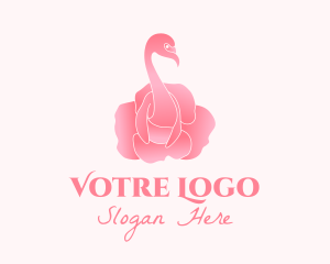 Floral Flamingo Rose  Logo