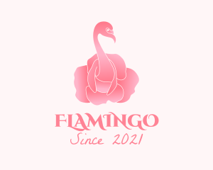 Floral Flamingo Rose  logo design