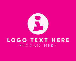 Funky - Pink Heart Letter I logo design