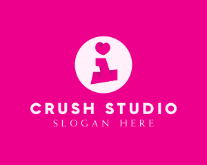 Crush - Pink Heart Letter I logo design