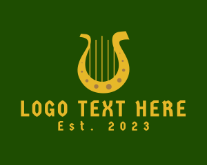 Harp - Horseshoe Harp Lyre logo design