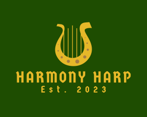 Harp - Horseshoe Harp Lyre logo design