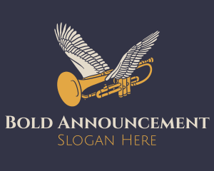 Announcement - Flying Music Trumpet logo design