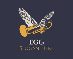 Trumpet - Flying Music Trumpet logo design