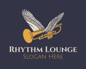 Jazz - Flying Music Trumpet logo design