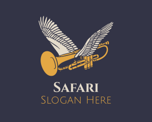 Flying Music Trumpet logo design