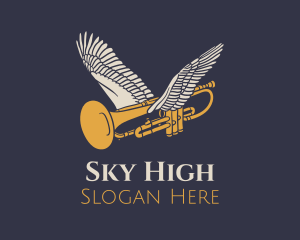 Fly - Flying Music Trumpet logo design