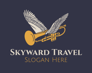 Fly - Flying Music Trumpet logo design