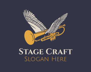 Theatre - Flying Music Trumpet logo design