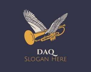 Flying Music Trumpet logo design