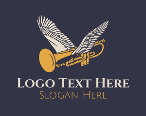 Flying Music Trumpet Logo